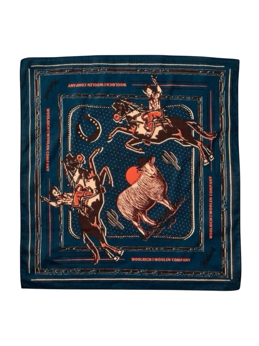 Woolrich Cowboy Horses Cotton Scarf Bandana Western